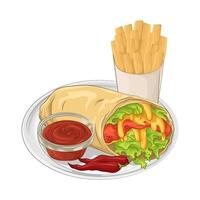 Illustration of tacos and French fries vector