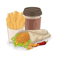 Illustration of tacos and French fries vector