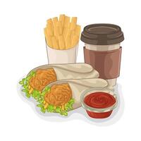 Illustration of tacos and French fries vector