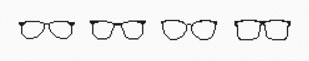 píxel lentes con negro marcos conjunto vector