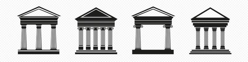 Antique roman temples sketch. Greek parthenon with classical architecture vector