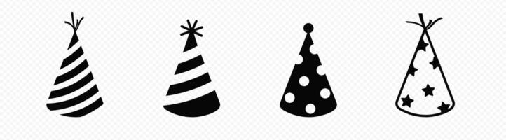 Festive party hats sketch. Cones with stripes and circles vector
