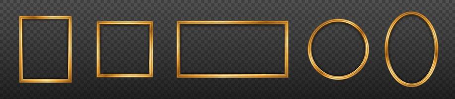 Golden frame border. 3d golden frame vector