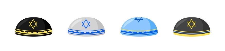 Jewish traditional kippah caps template vector