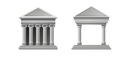 Ancient greek and roman temples set vector