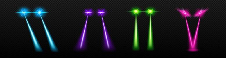 Laser color beams from eyes set vector