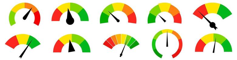 Round color scale indicator with arrow set vector