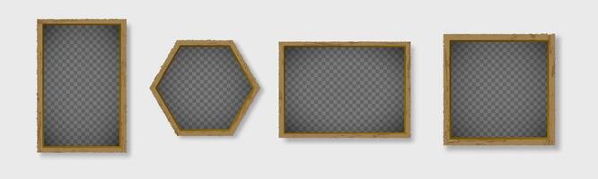 Old geometric wooden photo frame and painting template vector