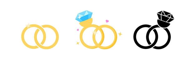 Doubles wedding diamond ring set vector