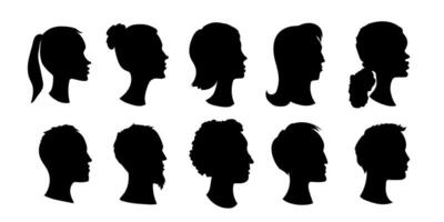 Female and male heads silhouettes vector