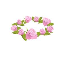 Wreath of pink flowers template vector