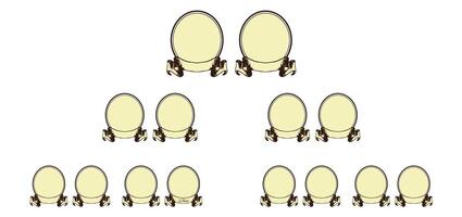 Vintage portrait frames template. Retro empty ovals with ribbons vector