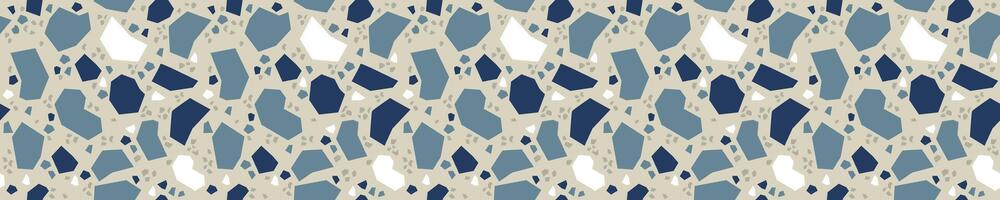 Terrazzo mosaic blue eamless pattern. vector