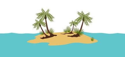 Tropical island with palm trees vector