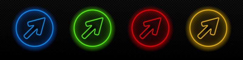 Click cursor mouse neon icon. Computer arrow click glowing laser lamp symbol vector