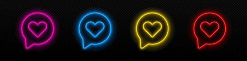 Neon like heart notification icon. vector