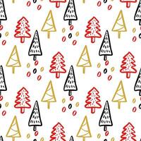 Christmas Tree Doodle Seamless Pattern. Winter Stylized Simple Fir Trees Endless Design for Wrapping Paper, Scrapbooking, Textile and Wallpaper. illustration vector