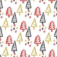 Christmas Tree Doodle Seamless Pattern. Winter Stylized Simple Fir Trees Endless Design for Wrapping Paper, Scrapbooking, Textile and Wallpaper. illustration vector