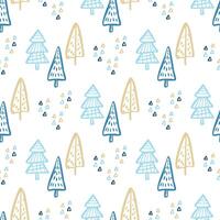 Christmas Tree Doodle Seamless Pattern. Winter Stylized Simple Fir Trees Endless Design for Wrapping Paper, Scrapbooking, Textile and Wallpaper. illustration vector