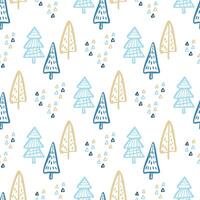 Christmas Tree Doodle Seamless Pattern. Winter Stylized Simple Fir Trees Endless Design for Wrapping Paper, Scrapbooking, Textile and Wallpaper. illustration vector