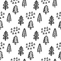 Christmas Tree Doodle Seamless Pattern. Winter Stylized Simple Fir Trees Endless Design for Wrapping Paper, Scrapbooking, Textile and Wallpaper. illustration vector