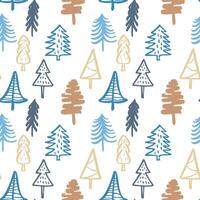 Christmas Tree Doodle Seamless Pattern. Winter Stylized Simple Fir Trees Endless Design for Wrapping Paper, Scrapbooking, Textile and Wallpaper. illustration vector