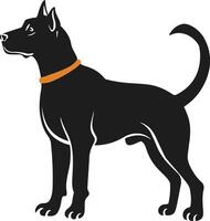 black silhouette of a dog isolated on a white background. vector