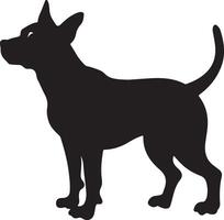 black silhouette of a dog isolated on a white background. vector