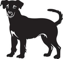 black silhouette of a dog isolated on a white background. vector