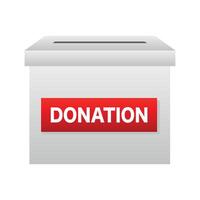 donation concept. Donate money with box Business, finance. coins depositing in a carton box. illustration vector