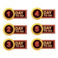 Countdown days banner. calculate the time of sale. Six, five, four, three, two, one days left. illustration. vector