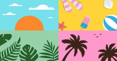 colorful objects on a bright background. summer background illustration. vector