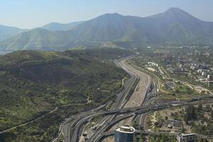 Santiago, Chile, October 22, 2023, city view showing the architecture of the buildings and houses photo