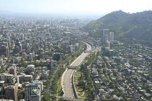 Santiago, Chile, October 22, 2023, city view showing the architecture of the buildings and houses photo