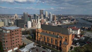Ariel view of Downtown Pittsburgh video