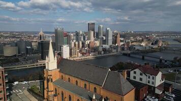 Ariel view of Downtown Pittsburgh video