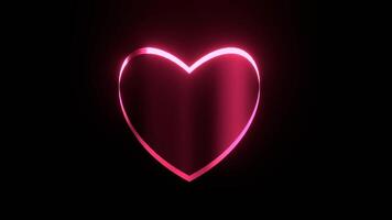 A heart shape glowing, beating, and changing color from pink to blue with black background video