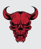 a red devil skull with horns on a white background vector