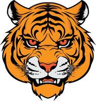 aggressive tiger face colorful drawing illustration vector