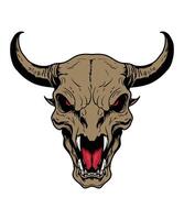 bull head with red eyes and fangs on a white background vector