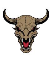 bull head with red eyes and fangs on a white background vector