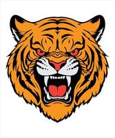 aggressive roaring tiger face illustration vector