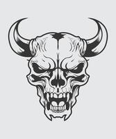 a skull with horns on a white background vector