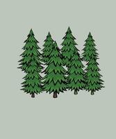 a group of trees in a forest with a green background vector