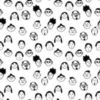 Seamless pattern with funny doodle diverse people faces. Cute simple texture for textile and wallpapers. Fabric and wrapping paper seamless background. illustration vector