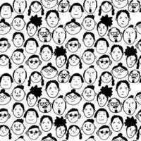 Seamless pattern with funny doodle diverse people faces. Cute simple texture for textile and wallpapers. Fabric and wrapping paper seamless background. illustration vector