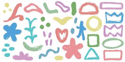 Crayon doodle set of design elements vector