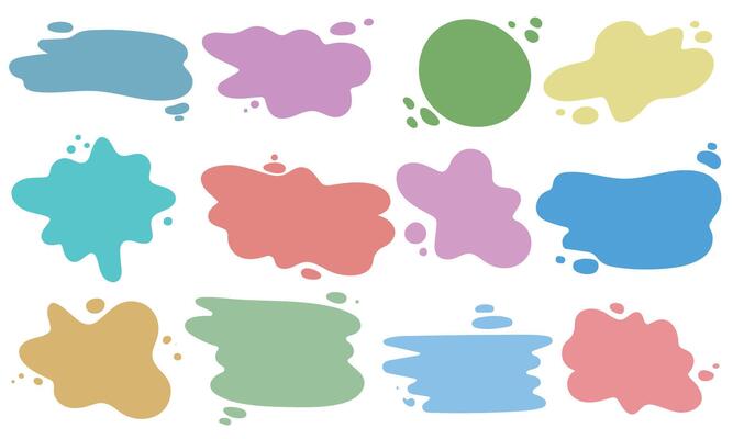 Spots of different paint colors and different shapes, set