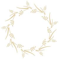 Round wreath of golden ears of wheat, graphics vector