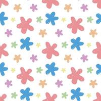 Crayon doodle flowers seamless pattern vector